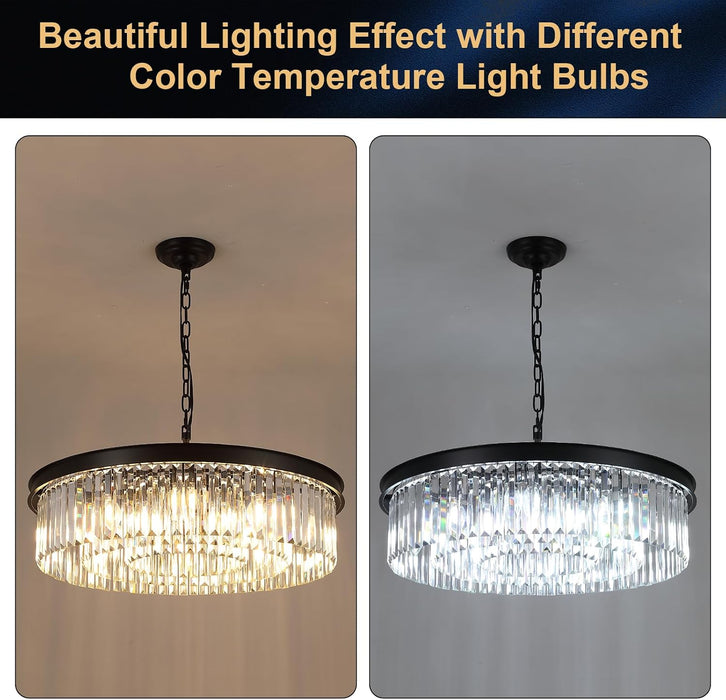 Black 30 Inch Multifacted Crystal Chandelier Light