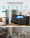Dresser for Bedroom with Outlets & LED Lights, 8 Fabric Drawers