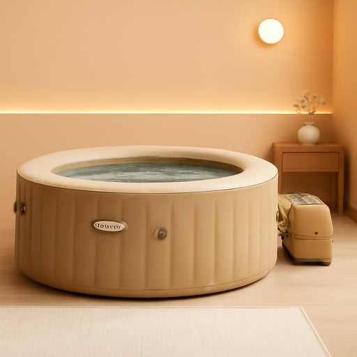 Purespa 6 Person Bubble Massage Inflatable Hot Tub Spa Bundled with Battery Powered Multicolor LED Light, and Adjustable Headrest (2 Pack)