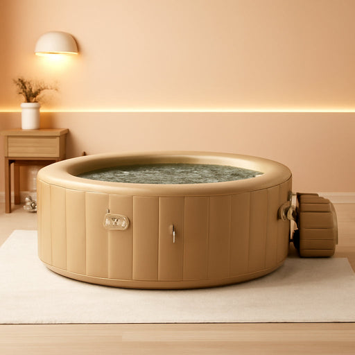 Purespa 6 Person Bubble Massage Inflatable Hot Tub Spa Bundled with Battery Powered Multicolor LED Light, and Adjustable Headrest (2 Pack)