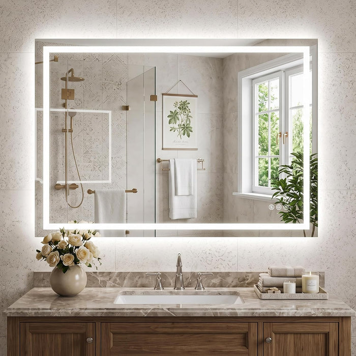 24X36 LED Bathroom Mirror with Lights, Backlit + Frontlit
