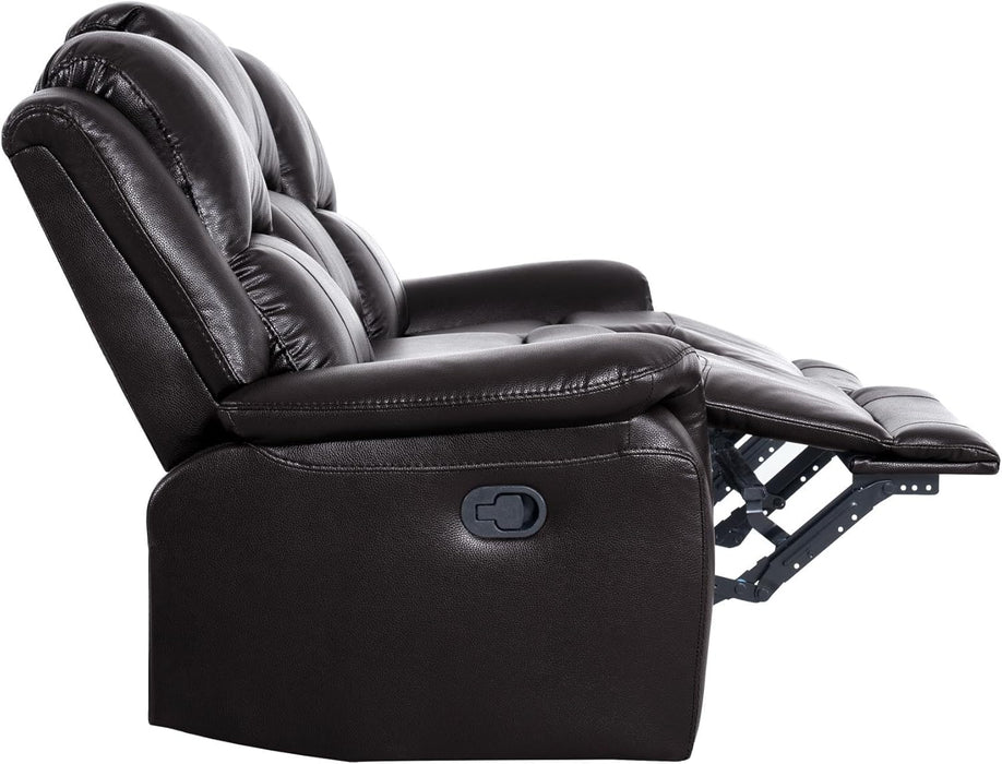 Katie Leather Recliner Sofa Set, Manual Recliner Sofa Couch - Living Room Furniture Set, Leather Reclining Sofa Recliner Couch for Office Home, Living Room Sofa Recliners, Air Leather, Espresso