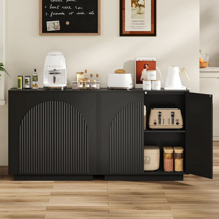 Buffet Cabinet, Sideboard Buffet Cabinet with Storage, Coffee Bar Cabinet, Push-To-Open Doors & Adjustable Internal Shelf, Buffet Table for Kitchen, Dining Room, Black MCB01BB
