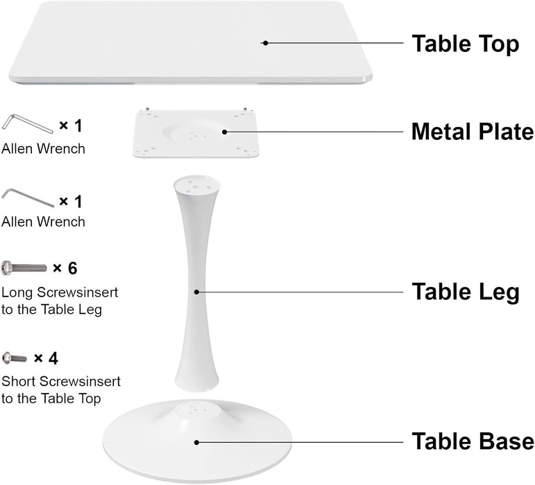 White Tulip 24Inch DiningTable WoodTopPedestalBase