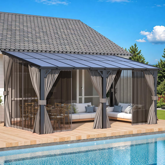 16x8 Residential Backyard Gazebo With Curtains Netting