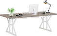 70.8-Inch Executive Desk, Large Computer Office Desk Workstation, Modern Simple Style Laptop Desk Study Writing Table Business Furniture for Home Office (Grey/White, 70.8 Inch)