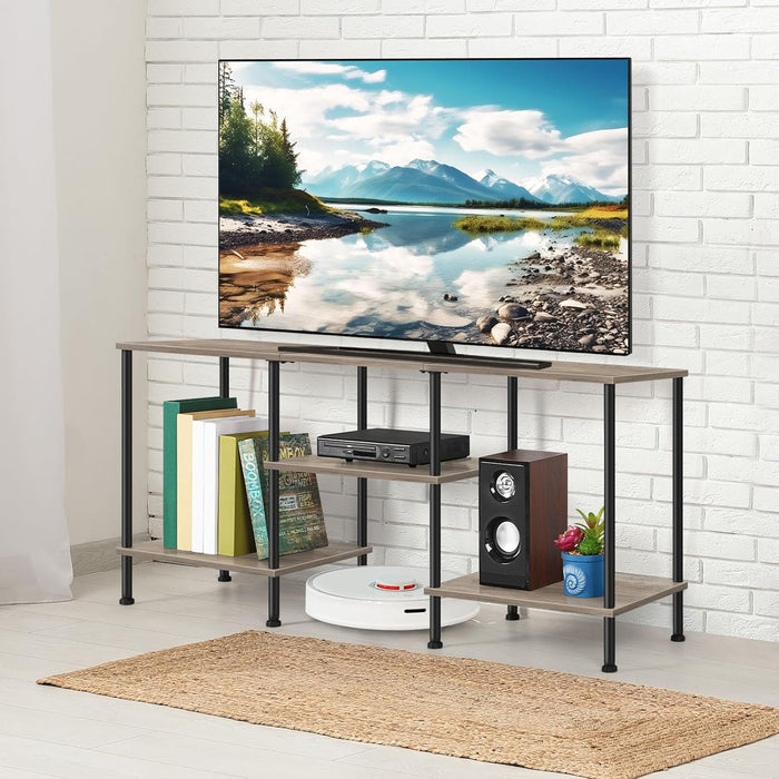 50 Inch TV Stand for Living Room Farmhouse Entertainment Center with Storage Shelves 3 Tier TV Console Table Media Cabinet for 50 43 40 32 Inch TV, Rustic Grey
