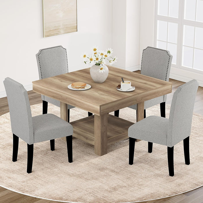 47" Square Dining Table with Triangular Leg, Kitchen Table for 4-6