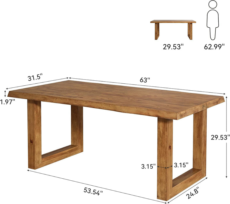 Solid Wood Home Office Desk, 63" Live Edge Executive Desk