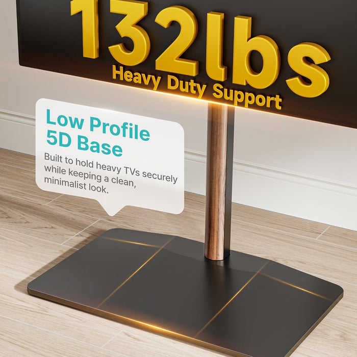 Swivel TV Stand with Wood for 32-85 Inch LCD LED OLED Screen, Holds 132 Lbs, Height Adjustable Universal Floor TV Stand, Max VESA 600 * 400Mm, Black, for Bedroom Living Room