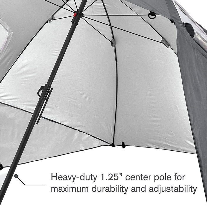 Premiere XL 9-Foot Umbrella - Heavy-Duty 1.25" Center Pole & Twist Handle Auger - UPF 50+ Sun Protection - Privacy Side Panels, Zippered Windows & 2 Interior Pockets - Carry Bag Included