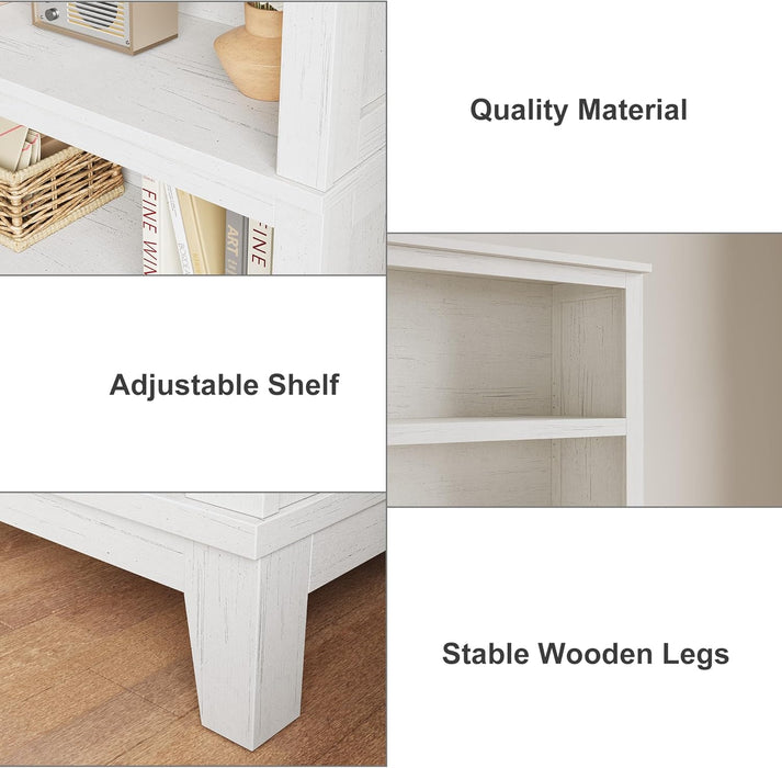 71" Farmhouse Bookcase, 5-Tier Bookshelf with Adjustable Shelves | Adjustable Shelves, Easy Assembly