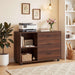 39-Inch Walnut Rolling File Cabinet With Compartments