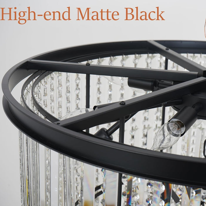 Large Black Chandelier Light Fixtures - 37 Lights, Modern Crystal Chandeliers for Hotel, Lobby, Foyer, Entrance Hall, Staircase