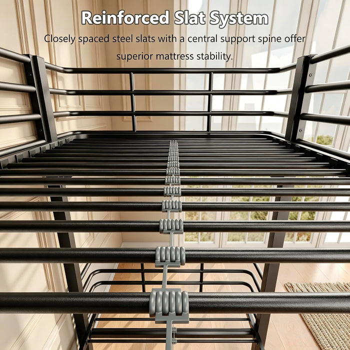 TwinOverTwin HeavyDuty AllMetal Bunk Bed For Adults