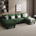 Modern U-Shape Sectional Sofa, Chenille Fabric Modular Couch, 4 Seat Oversized Sofa with Chaise for Living Room, Green