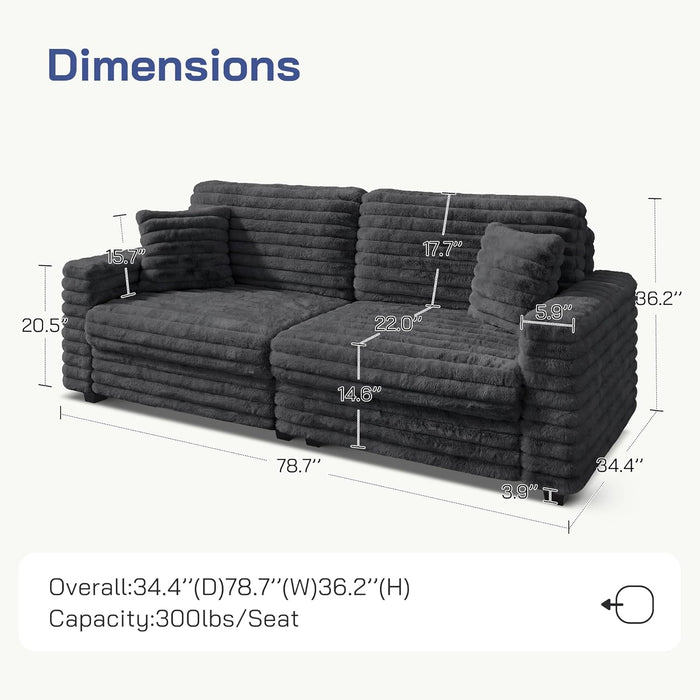 Dark Gray Corduroy Upholstered Loveseat Sofa DeepSeat