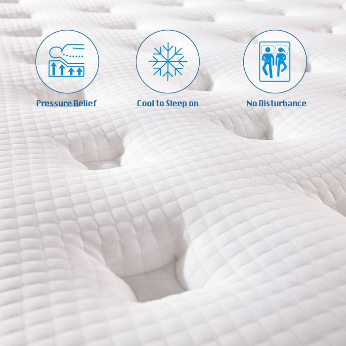 Full Mattress, 12 Inch Hybrid Mattress in a Box, Gel Memory Foam Mattress, Individually Wrapped Pocket Coils Innerspring Mattress, Support & Pressure Relief, Medium Firm Feel