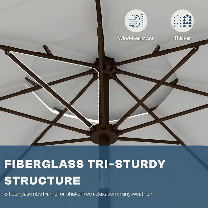 10Ft Patio Umbrella, 3 Tier Outdoor Market Table Umbrellas with 8 Fiberglass Ribs and Push Button Tilt, Windproof, Vented Canopy, UV Protection for Deck, Pool, Backyard