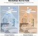 Ceiling Fans with Lights and Remote, 46 Inch Modern Ceiling Fan with Light, White Ceiling Fans for Bedroom Living Room Indoor/Outdoor, Reversible Quiet Motor, Dimmable LED Light, White