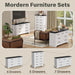 Dresser for Bedroom, Farmhouse 6 Drawers Dresser, Chest of Drawer Chest, Multi-Tier Clothing Storage Cabinet, White and Black