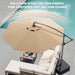10 Ft Offset Patio Umbrella with Solar Lights, LED Lighted Umbrella Outdoor Patio with Base Included, Heavy Duty Hanging Cantilever Umbrellas for Pool Deck with UV Protection&Easy Tilt, Beige