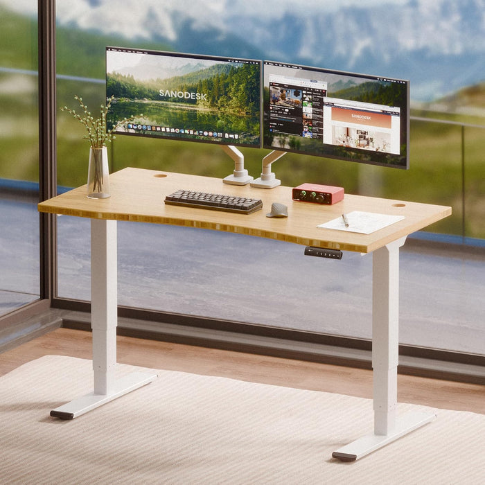 Solid Bamboo Dual Motor Standing Desk, 220 Lbs, 48×24