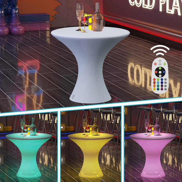 18" LED Cocktail Table，Rechargeable Light up Furniture with Remote, 16 RGB Colors Changing Coffee Table，Waterproof Luminous Table for Party，Bar-Hourglass