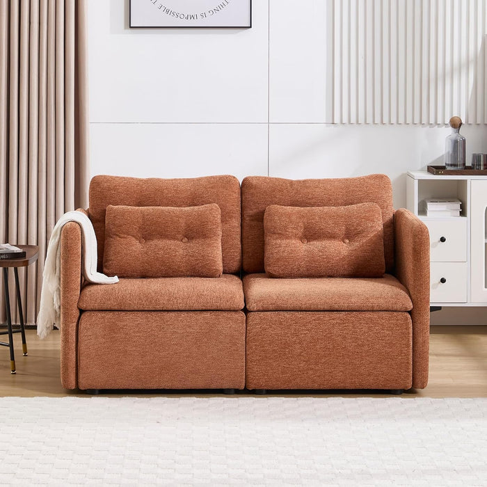 56 Inches Wide Chenille Sectional Loveseat Espresso