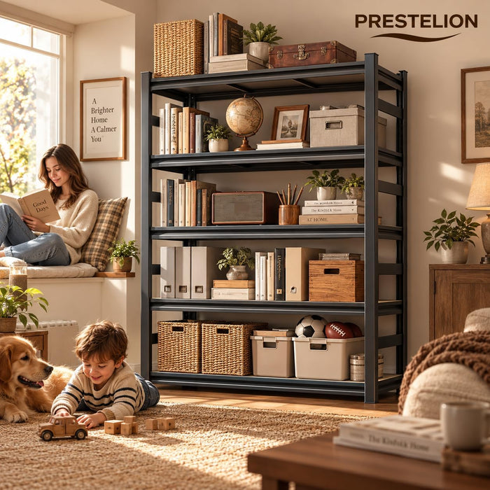 Metal Book Shelf Adjustable Heavy Duty Bookshelf with Tool-Free Assembly