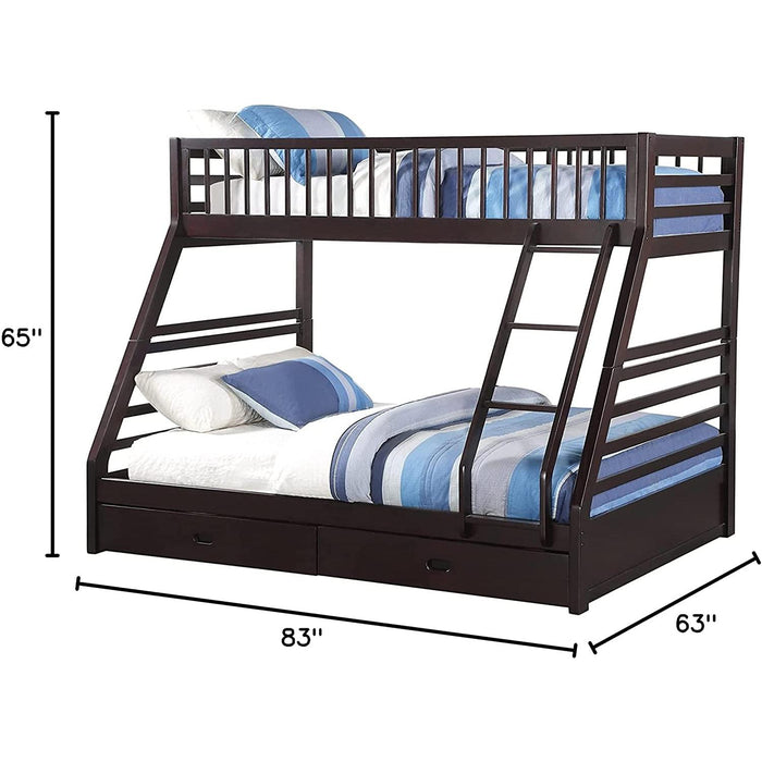XL Twin/Queen Bunk Bed with Drawers, Espresso