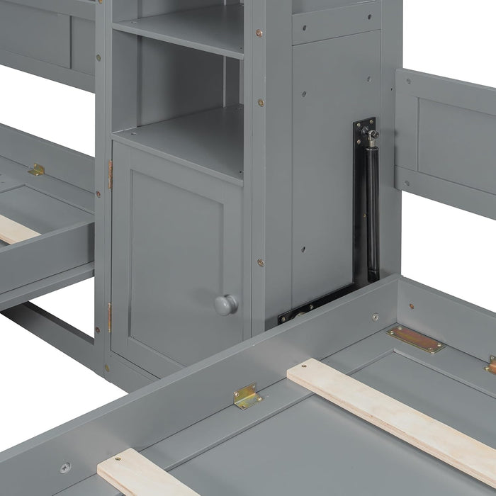 SlateGray Contemporary Murphy Dual Twin Beds Cabinetry