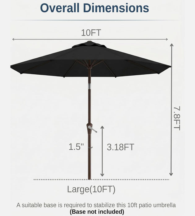 10FT Patio Umbrella, Outdoor Umbrella with Push Button Tilt and Crank, 8 Sturdy Ribs, UV Protection & Waterproof Market Umbrella for Pool, Backyard, Beach,Deck