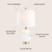 TwentyInch Shimmering White Brushed Brass Table Lamp