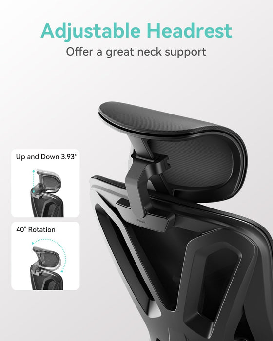 P5 Ergonomic Office Chair, Desk Chair with Adjustable Lumbar Support and Height, Comfortable Mesh Computer Chair with Footrest 2D Headrest, Swivel Tilt Function Black