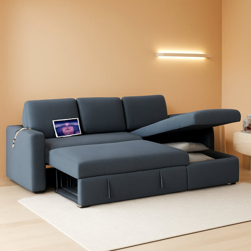 Dark Gray Sectional Sofa with Chaise & USB