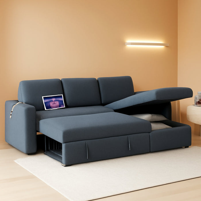 Dark Gray Sectional Sofa with Chaise & USB