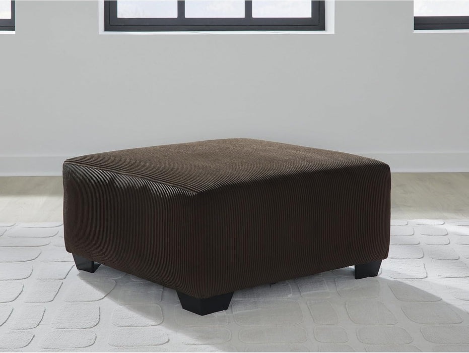 Firescrest Transitional Upholstered Oversized Accent Ottoman with Textured Stripe Pattern, Dark Brown
