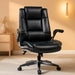 Leather Executive Office Chair - High Back Home Computer Desk Chair with Padded Flip-Up Arms, Adjustable Tilt Lock, Swivel Rolling Ergonomic Chair for Adult Working Study, Black