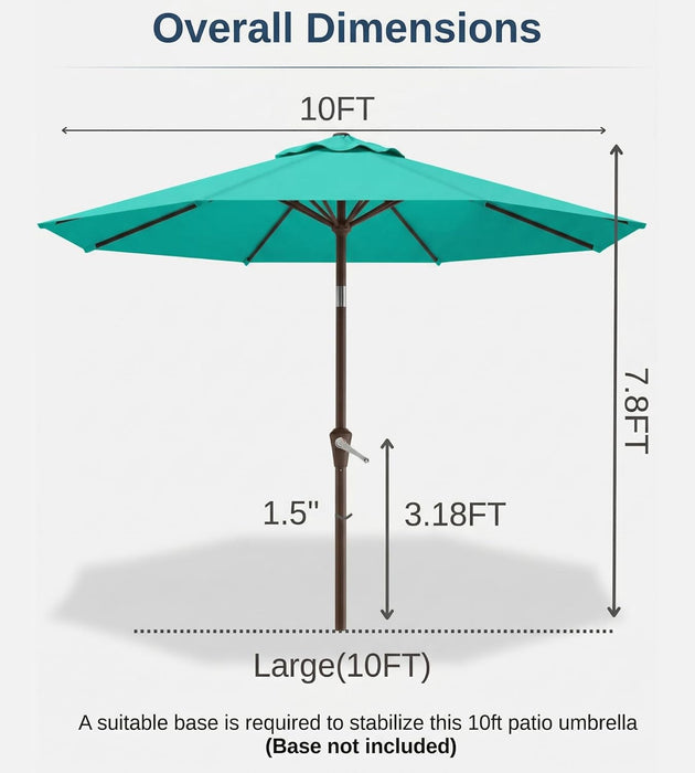 10FT Patio Umbrella, Outdoor Umbrella with Push Button Tilt and Crank, 8 Sturdy Ribs, UV Protection & Waterproof Market Umbrella for Pool, Backyard, Beach,Deck