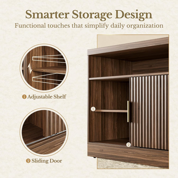 Black Walnut 32InchWide Storage SlidingDoor File Cabinet