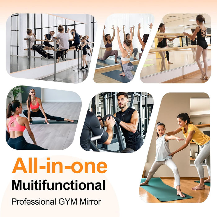 Home Gym Workout Mirror 79" L X 35" W-1Pcs Large Full Length Mounted Full Body Frameless Mirror for Workout, Yoga, Garage, Bedroom, Dance