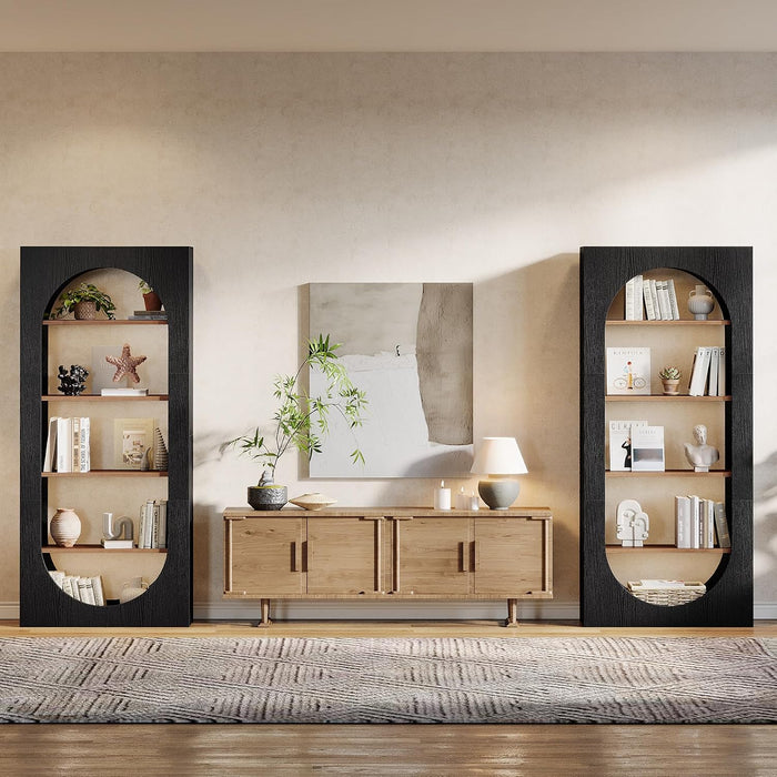 Tribesigns 5-Tier Black Bookshelf, 70.87-Inch Tall Arched Bookcase with Storage, Modern Arch Book Shelf Storage Organizer for Living Room, Home Office