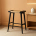 Thor Wicker Premium Solid Wood Counter Stool 24", Backless Counter Height Seating with Hand-Knitted Rope, Eco-Friendly Modern Design (Midnight Charcoal)