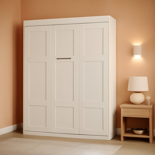 65 Inch Queen White Murphy Bed FlexibleSlatSystemEnhanced