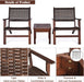 3 PCS Patio Conversation Set, Solid Eucalyptus Wood Frame Outdoor Wicker Furniture Set Bistro Set with Coffee Table, Rattan Furniture Set for Backyard Porch Garden Poolside Balcony (Brown)
