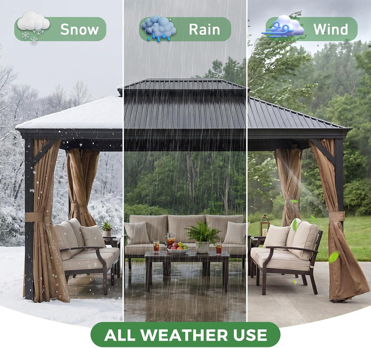 12x16 Hardtop Gazebo With Drainage System Weatherproof