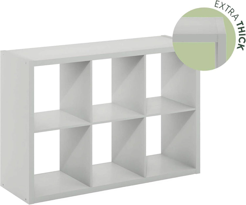 CUBICLE Book Shelf, 6-Cube Bookshelf, Extra Thick Frame Horizontally & Vertically Reversible Bookcase with Open Back, 14.6" X 44" X 30", for Living Room, Bedroom, Home Office, Light Grey