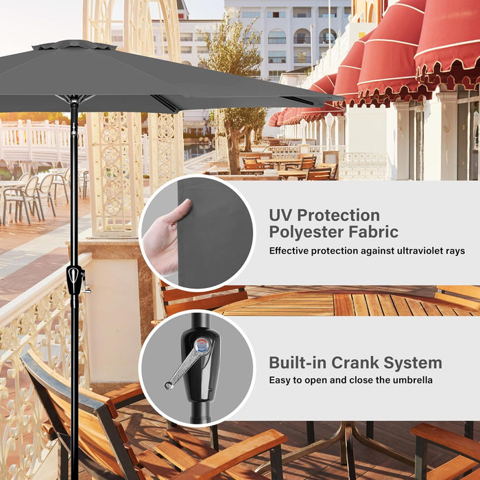 9' Patio Umbrella Outdoor Table Market Yard Umbrella with Push Button Tilt/Crank