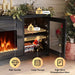 80" Fireplace TV Stand, Modern Entertainment Center with 50 Inch Electric Fireplace, Adjustable Shelf & Glass Door, Modern TV Console for Living Room, Black